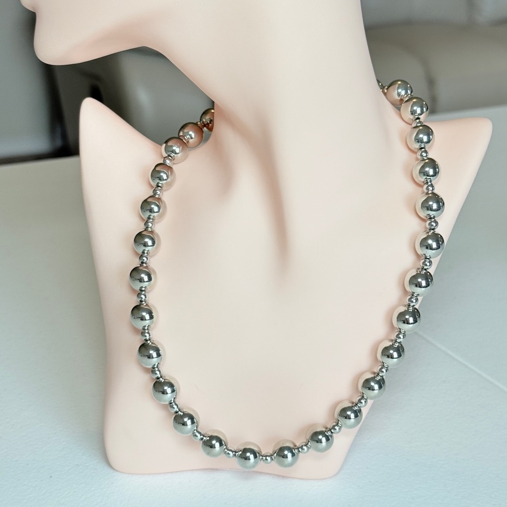 Classic Silver Ball Strand Necklace - Metallic Bead Necklaces